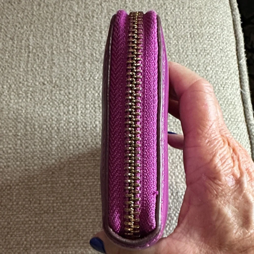 Tory Burch Magenta/Plum Leather Zip-Around Continental Wallet